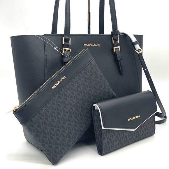 Michael Kors Large Charlotte 3 in 1 Tote Bag Black - Picture 2 of 16